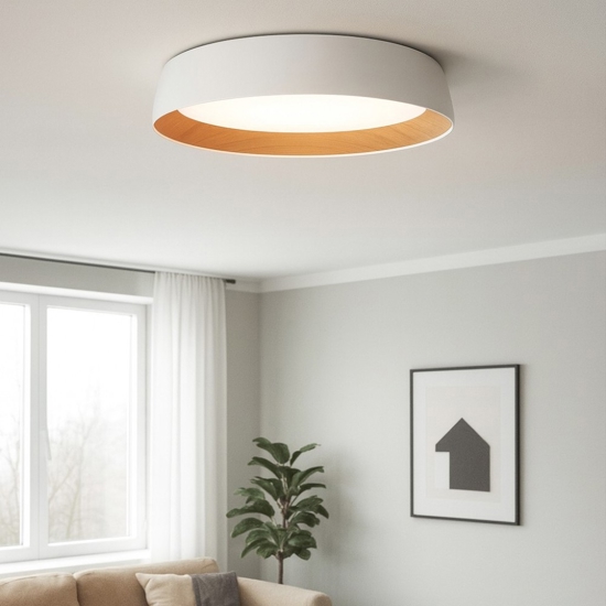Plafoniera led 40w 3000k per cucina bianca effetto legno