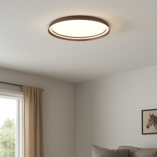 Plafoniera led 48w 2700k 4000k dimmerabile marrone spazzolato