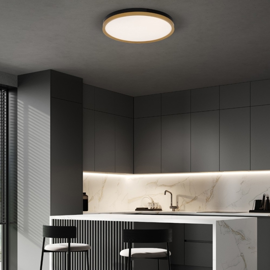 Plafoniera nero oro rotonda 50cm led 38w 3000k Plafoniera nero oro rotonda 50cm led 38w 3000k