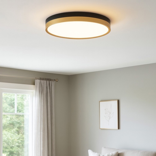 Plafoniera nero oro rotonda 50cm led 38w 3000k Plafoniera nero oro rotonda 50cm led 38w 3000k