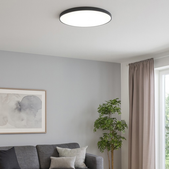 Plafoniera nera krizia ps led 60w 3000k gea luce rotonda