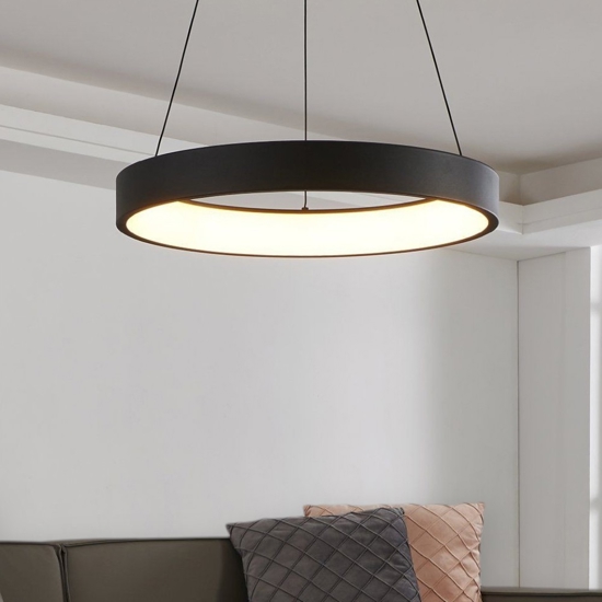 Marghera z eglo lampadario moderno tondo nero led rgb da 2700k a 6500k