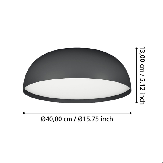 Tollos z eglo plafoniera moderna colore nero led rgb da 2700k a 6500k