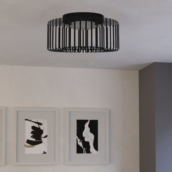 Ginestrone z eglo plafoniera moderna smart traforata nera led rgb cct da 2700k a 6500k