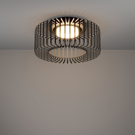 Ginestrone z eglo plafoniera moderna smart traforata nera led rgb cct da 2700k a 6500k