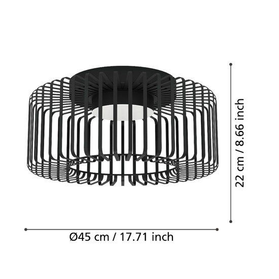 Ginestrone z eglo plafoniera moderna smart traforata nera led rgb cct da 2700k a 6500k