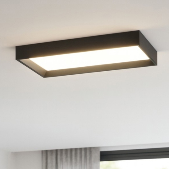 Plafoniera led 3000k nera rettnagolare linea light tara