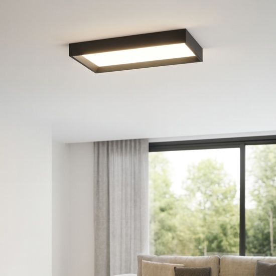 Plafoniera led 3000k nera rettnagolare linea light tara