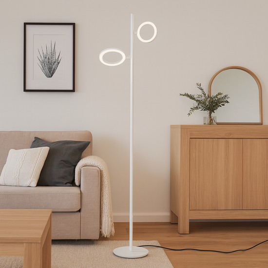 Gea luce gpib lampada da terra led 3000k due luci orientabili bianca