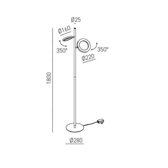 Gea luce gpib lampada da terra led 3000k due luci orientabili bianca