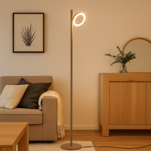 Gea luce gpi lampada da terra led 3000k orientabile tortora