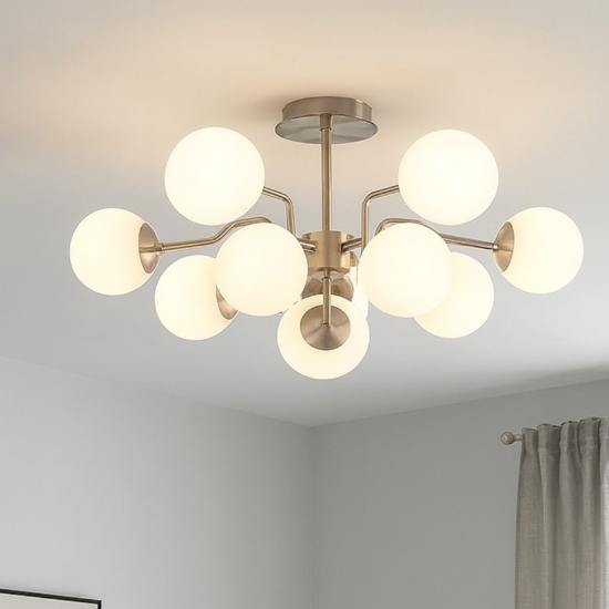 Maytoni erich plafoniera moderna colore argento 10 luci