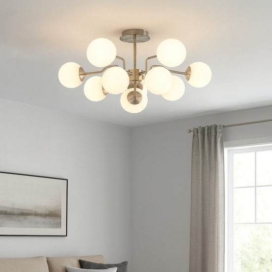 Maytoni erich plafoniera moderna colore argento 10 luci