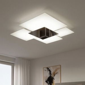 Plafoniera moderna da cucina 46cm vetri bianchi cromo toplight shadow