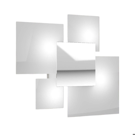 Plafoniera moderna da cucina 46cm vetri bianchi cromo toplight shadow
