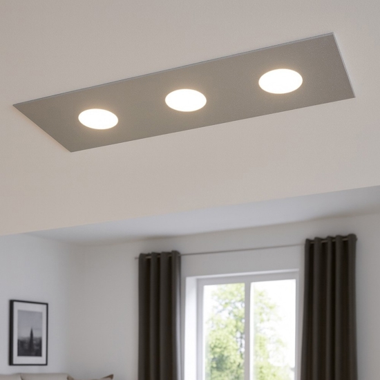 Plafoniera cucina moderna rettangolare grigio toplight