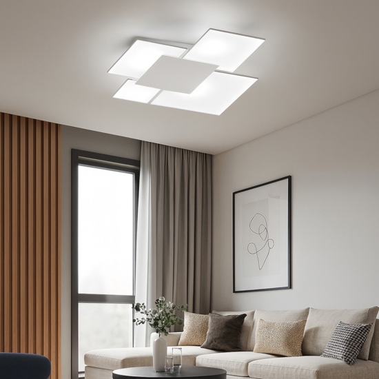 Toplight upgrade plafoniera moderna vetro grigio design quadrata