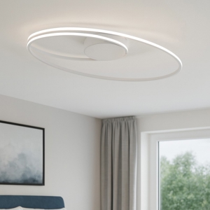 Plafoniera led 28w 3000k per soggiorno moderno bianca ovale