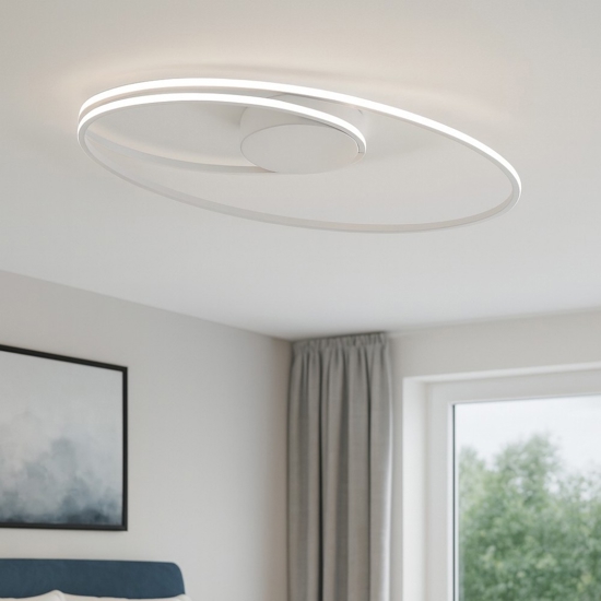 Plafoniera led 28w 3000k per soggiorno moderno bianca ovale