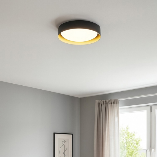 Plafoniera led 12w 3000k rotonda nero oro crew 2 linea light