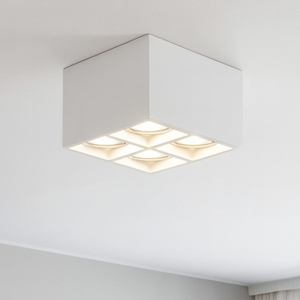 Plafoniera quadrato da soffitto 4 luci in gesso bianco