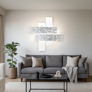 Plafoniera moderna gea luce lara bianco argento
