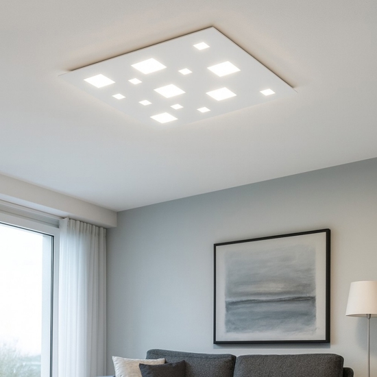 Plafoniera led 60w 3000k bianca quadrata isyluce extra-large