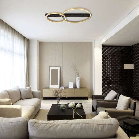 Plafoniera led 3000k di colore nero e oro