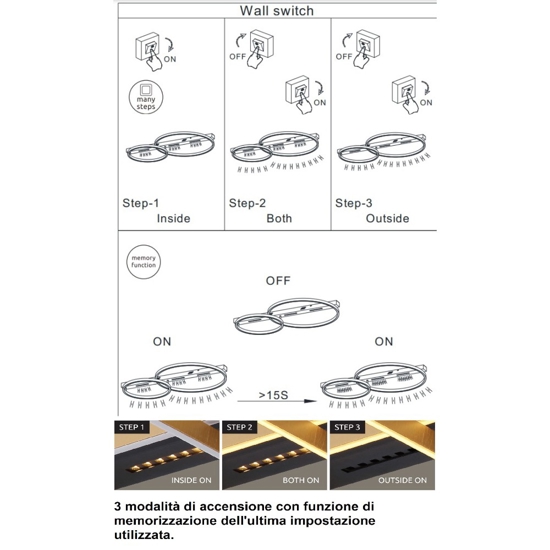 Plafoniera led 3000k di colore nero e oro