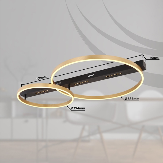 Plafoniera led 3000k di colore nero e oro
