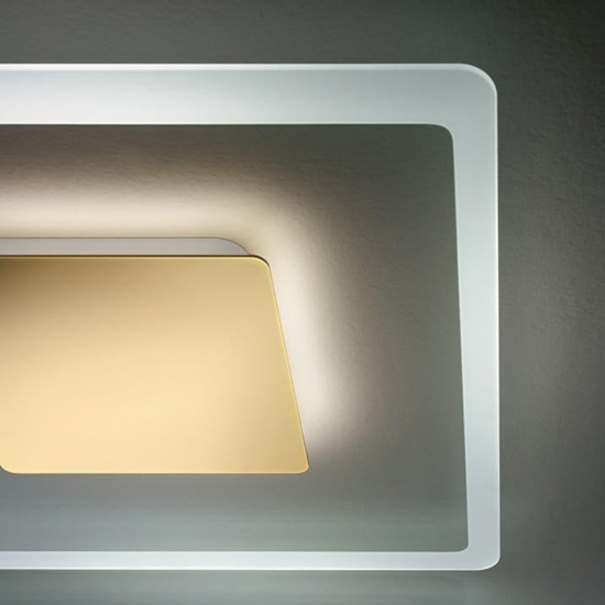 Aruba linealight plafoniera led quadrata vetro metallo oro led 40w 3000k