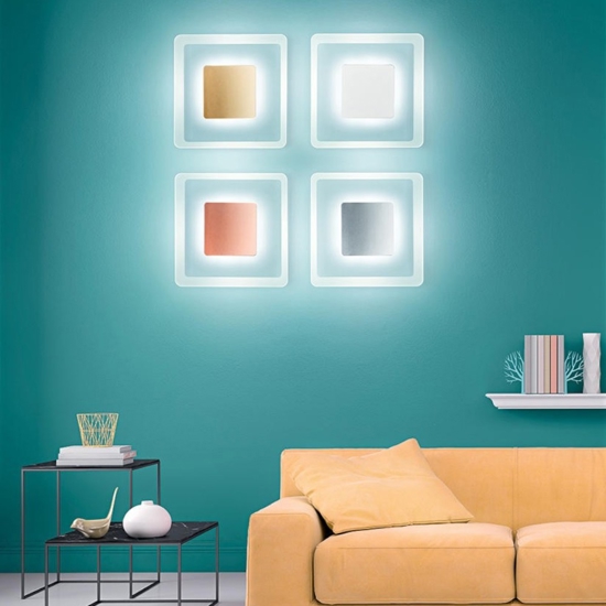 Aruba linealight plafoniera led quadrata vetro metallo oro led 40w 3000k