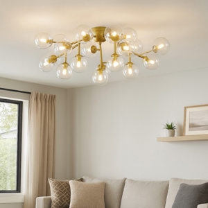 Maytoni plafoniera moderna dallas oro sfere vetro ambra