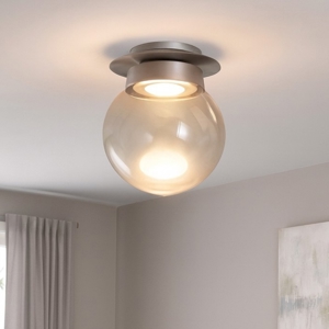 Piccola plafoniera moderna da cucina miloox jotto grigio sfera vetre trasparente