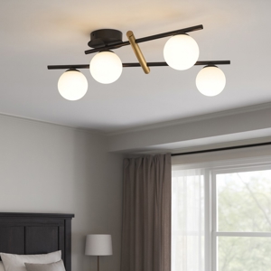 Miloox kika plafoniera moderna da cucina sfere bianche design nero oro