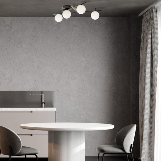 Miloox kika plafoniera moderna da cucina sfere bianche design nero oro