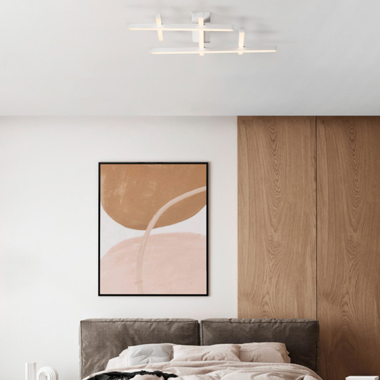 Plafoniera design geometrico bianca led 42w 3000k