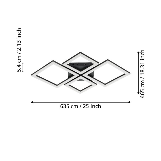 Paranday eglo plafoniera led design moderno nera dimmerabile 3000k-6500k