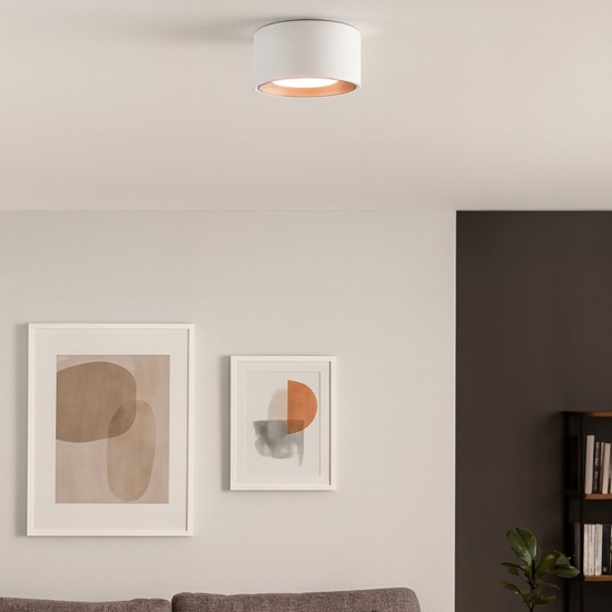 Plafoniera rotonda da soffitto gesso bianco interno rame sforzin nasso