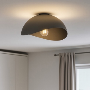 Plafoniera kiki nera semi sfera 40 cm moderna