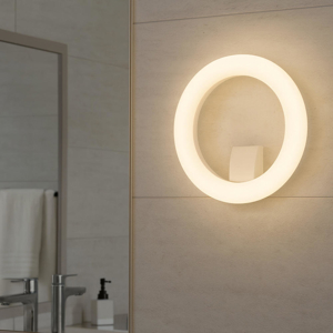 Applique bianca per bagno moderno rotornda led 20w 4000k
