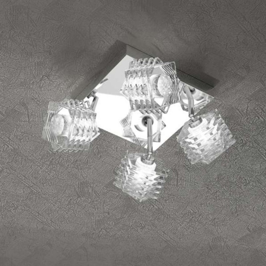 Plafoniera quadrata cubi in vetro top light rubik
