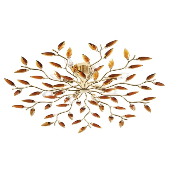Plafoniera affralux da salone oro cristalli ambra