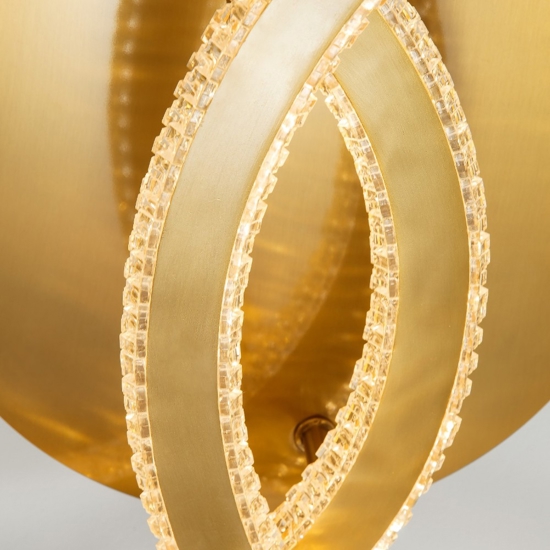 Plafoniera led design cerchi oro per camera da letto stile contemporaneo