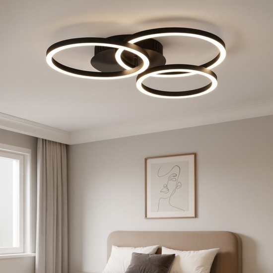 Plafoniera nera led 27w tricolor dimmerabile con telecomando