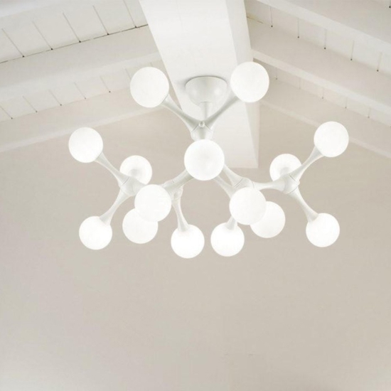 Nodino pl9 ideal lux plafoniera moderna bianca 9 luci per soggiorno