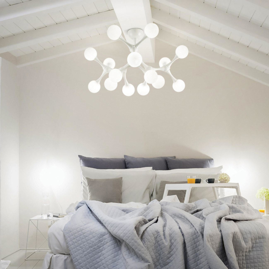 Nodino pl9 ideal lux plafoniera moderna bianca 9 luci per soggiorno
