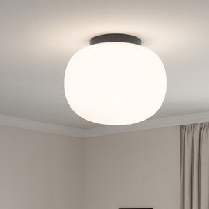 Plafoniera cucina moderna nera vetro bianco 19cm miloox bombo