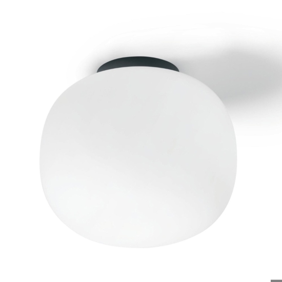 Plafoniera cucina moderna nera vetro bianco 19cm miloox bombo