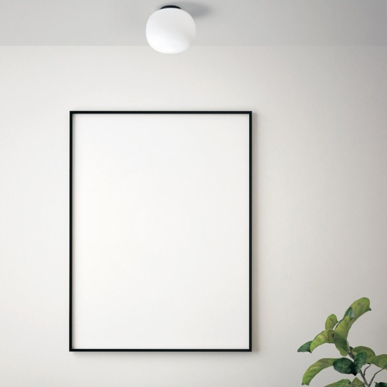 Plafoniera cucina moderna nera vetro bianco 19cm miloox bombo